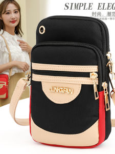 Casual Outdoor Fashion Mini Ladies Shoulder Bag Zipper Mobile Phone Pouch Womens Stylish Crossbody Bag Oxford Cloth Pure Color