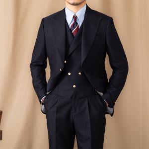 Men Leisure Gentleman Notch Lapel Blazer Suit Set Slim Fit