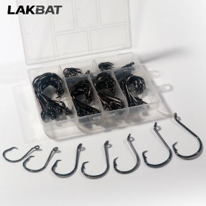 LAKBAT Boxed 7385 Inclined Circle Hooks Sharp Barbed Olecranon Strong Octopus Tackle for Soft Lure Salt&Freshwater Fishing