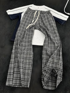 Quần Ống Rộng Kẻ Caro Cổ Điển Mỹ Cạp Cao Mùa Hè Mỏng Cho Nam Quần Dài Thường Ngày Rộng Rãi Thoải Mái