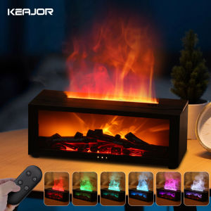 Fireplace Aroma Humidifier Flame Essential Oil Diffuser Air Humidifier Home Room Fragrance Diffuser with Light Remote Control