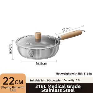 Suncha | 316L Stainless Steel Non-Coated Induction Compatible Frying Pan