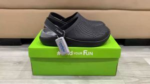 Giày sục crocs chuẩn xịn chống hôi chân nhựa tế bào êm mềm bền đi mưa lội nước đi biển literide màu đen xám