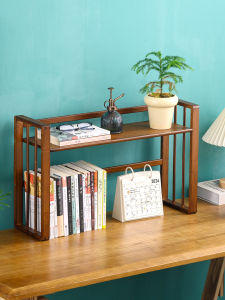 ชั้นวางของบนโต๊ะทำงานไม้ไผ่ ชั้นวางหนังสือ ชั้นวางของ นักเรียน ชั้น เฟอร์นิเจอร์ห้องอ่านหนังสือ แผงเรียบ สไตล์โมเดิร์น