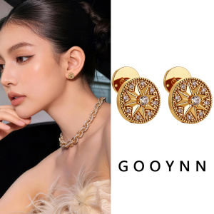 GOOYNN | Bông Tai Hình Sao Đính Kim Cương Bạc Vàng