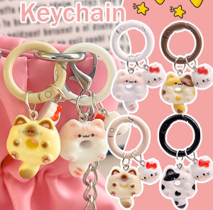 6 cái Mèo hoạt hình Cookie Keychain dễ thương Kitten Móc Khóa Túi Dây Xích điện thoại Ba lô đồ trang trí treo lên móc treo chìa khóa xe vài bạn bè quà tặng
