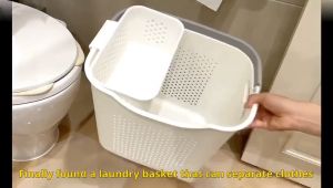 ตะกร้าเสื้อผ้าสกปรก: ตะกร้าเก็บเสื้อผ้าสกปรก ตะกร้าซักผ้าในครัวเรือน ตะกร้าซักผ้าสำหรับเปลี่ยนเสื้อผ้าในห้องน้ำ