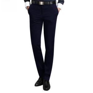 Business Casual Black Slim Fit Straight Leg Pants for Young Men Spring Autumn Season Office Wear Korean Style Long Trousers
