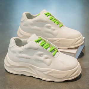 Winter Mens Casual Sport Shoes Leather Surface Fashionable All-Match Soft Bottom Heightening White Sneakers Youth Style