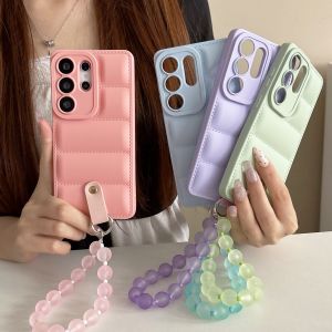 szhaiyu | Down Jacket Elastic Wristband Phone Case for Samsung Galaxy S26 S25 S24 Ultra S22 S23 Plus A17 A55 A56 A16 A35 A15 Soft Cover