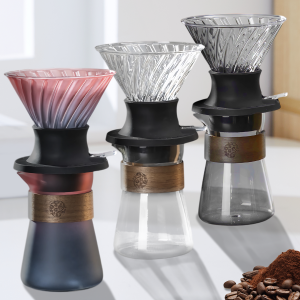 ชุดเครื่องชงกาแฟเทโอเวอร์พร้อมสวิตช์กด โถแก้ว Borosilicate พร้อมดริปกาแฟแก้ว เครื่องชงกาแฟแบบหยดแบบใช้ซ้ําได้