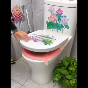 Butterfly Flower Toilet Sticker/Self-Adhesive Toilet Bathroom Sticker/Living Room Bedroom/Refrigerator Wall Sticker