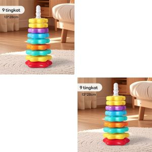 YOUYUEPIN Rainbow Spinning Tower Baby Stacking Toy Montessori Educational Puzzle For Cognitive Development Fine Motor Skills Hand Eye Coordination Kids Gift 5 8 9 Layers