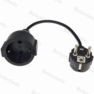 Bolantedz European Power Extension CordEU Germany Male to Female Power Extension Cord Cable for PC Computer PDU UPS 0.3M