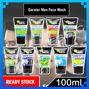 💯Ori Garnier Men Face Wash Cleanser 50ml & 100ml Acno Fight Charcoal Icy Scrub Wasabi Man Pembersih Pencuci Muka Lelaki Putih