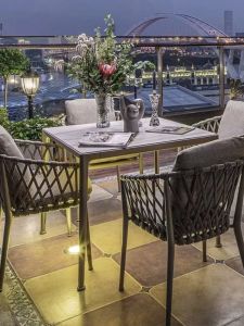 Craftsman Ten Years | Waterproof Sunproof Outdoor Table and Chairs Set Rock Plate