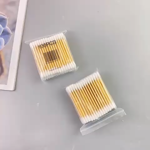 100PCS Double Head Cotton Buds Bamboo Disposable Cotton Swab Wooden Stick Cotton Bud