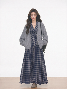 WESTAYONE | Summer Plaid Halterneck Long Dress