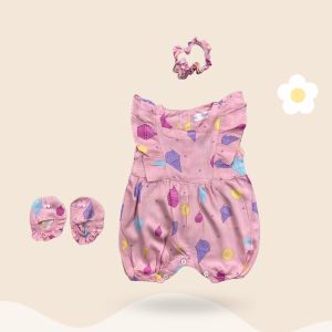 JUMPSUIT YOONA by MIAGI ROMPER BAYI INCLUDE HEADBAND DAN SEPATU PREWALKER 3-15 BULAN