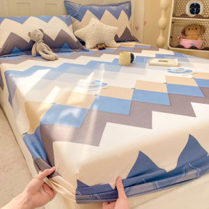 100% Cotton Fitted Sheet Soft Breathable Cartoon Print Mattress Cover 25cm Deep Pocket Wrinkle Resistant for 1/2 Person Size