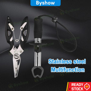 Byshow Stainless Steel Fish Accessory Fishing Plier Clip with Scale and Fish Lip Grip Gripper Tackle Tool Set for Easy Fishing Grabber Lips Grip for Casting Durable Clamp Pliers for Fishing Accessories