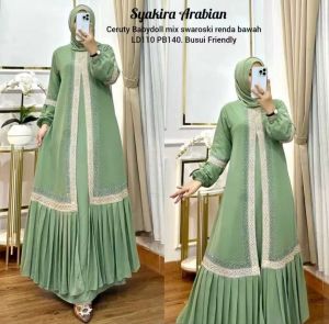 SYAKIRA ARABIAN GAMIS CERUTY BABYDOLL AKSEN SWAROVSKI BLING BLING DRESS GEMERLAP LEBARAN DRESS TERBARU