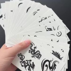20Pcs Black Ink  Dragon Temporary Tattoo Stickers Vintage Vine Crescent Tribal Fake Tattoos Gothic Style Body Skin Decor Supply
