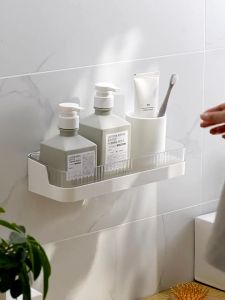 ชั้นวางของอเนกประสงค์ ชั้นวางของติดผนัง ที่วางของในห้องน้ำ แบบไม่ต้องเจาะผนังแข็ ทนทาน แข็งแรง และไม่หลุดง่าย