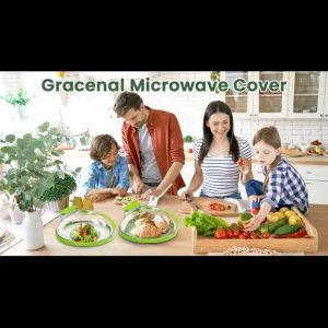 Microwave Cover for Food Clear Microwave Splatter Cover with Water Steamer and Handle 10 Inch Plate Covers