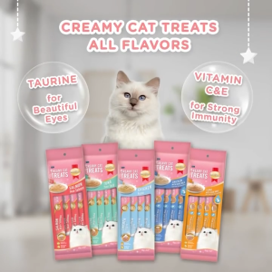 SmartHeart Creamy Cat Treats with Hand-Feeding Stick (15g x 4 Packs) | 7 Functional Benefits Flavors