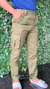 Celana Cargo Panjang Pria Dewasa Kimpol Army Hitam Kain Tebal Terbaru