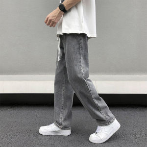 Loose Straight Leg Mens Jeans High Street Style Autumn Winter Casual Nine-Piece Wide Leg Pants Trendy Brand Casual Long Trousers