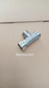 Tê Inox hai đầu ren ngoài một đầu rắc co ren 1/2 Inch-21mm