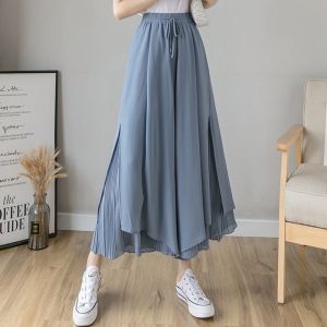 Stylish Designer Flared Wide-leg Skirted Pants