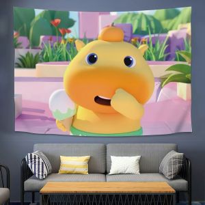 VIKAMA Rồng Vàng CAPYLULU Tường Thảm Kawaii Nhân Vật Hoạt Hình Đầu Cam Trái Tim Nốt Nhạc Thiết Kế Phòng Trẻ Em Trang Trí Nhà Polyester