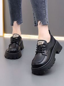 Giày Lười Đế Dày Bằng Da Thật Cho Nữ Mùa Xuân Hè Đế Cao Su Mũi Tròn Hở Mũi