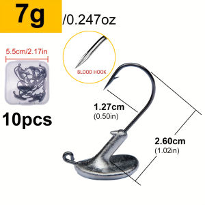 Lurestiker 10pcs A Box 3.5g 5g 7g 10g 14g Fishing Lure Hook Set Soft Worm Lure Hook Jig Tumbler Head Fishhooks Bass Tackle