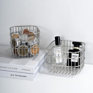 Wire Mesh Basket Makeup Storage Basket Metal Desk Organizer Desktop Holder Makeup Container Cosmetics Storage Box