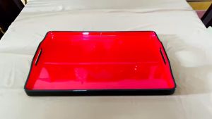 Khay sơn mài cao cấp Thanh Bình Lê KC78 màu đỏ trơn đẹp mắt sang trọng quà tặng ý nghĩa size 42x29x2.5 cm