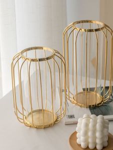 Kim Loại Sang Trọng Đèn Lồng Thủy Tinh Bình Hoa Cho Phòng Khách Lối Vào Bàn Ăn Trang Trí Vật Trang Trí Mặt Bàn Hoa Mẫu Phòng