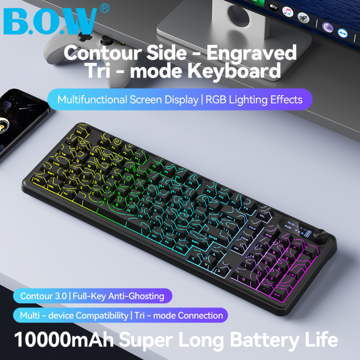 BOW K920 Series Wired/Tri-mode Keyboard Side-printed & Contour Keypads ...