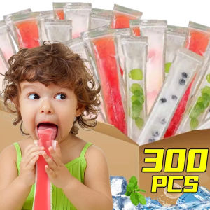 Dizoey 300/50Pcs Disposable Ice Popsicle Bags DIY Smoothie Mold Bag Freeze Tube with Zip Seal Package Pouch Juice Yogurt Lolly Bag Ice Cream Pops