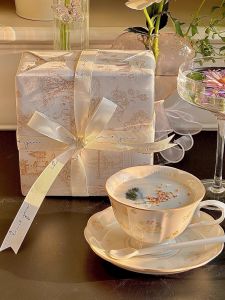 Rabbits Miss Tea Rose Latte Coffee Cup Luxury Moving Gift Box Set French Style Ceramic Coffee Utensils Small Elegant Sensation