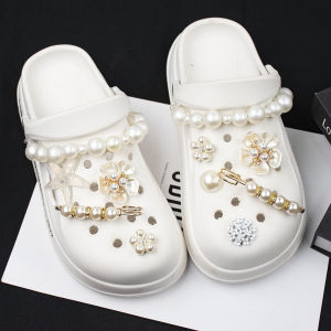 Pearl Chain Shoe Buckle Diy Shoe Flower Accessories Small Starfish Accessories Chain Decorative Buckle Removable Shoe Flower for Crocs
