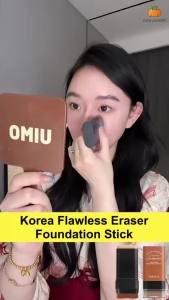 KUESICR Dual-Ended Foundation Stick With Brush Waterproof Long Lasting Concealer Stick Oil-Control Lightweight Foundation Makeup Stick