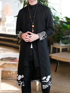 ผู้ชายสไตล์จีน ผ้าฝ้าย ผ้าลินิน เสื้อแจ็คเก็ต Youth ความยาวปานกลาง ฤดูใบไม้ผลิ ฤดูใบไม้ร่วง แจ๊กเก็ต ลำลอง ปุ่มตัดการรักษาแบบไม่มีเหล็ก