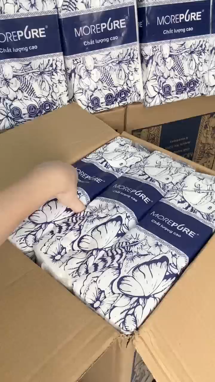 6 ห่อ More Pure ทิชชู่ ทิชชู่แบบดึงแขวนได้ หนา 4ชั้น1280แผ่น ห่อใหญ่ กระดาษ เช็ดมือ ทิชชู่เช็ดหน้า
