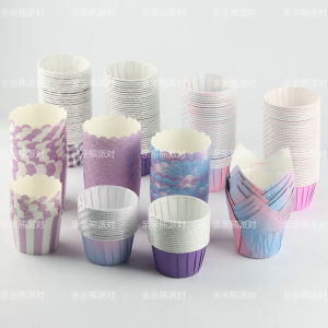 Purple Series Dessert Table Decoration Baking Paper Cupcake Muffin Cup Machine Roll Edge Dipping Oil Resistant Cup Paper Tray