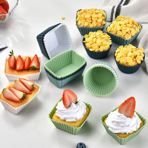 12 Pack Silicone Cupcake Molds Baking Cups Reusable & Non-stick Muffin Cupcake Liners Silicone Mini Cupcake Muffin Moulds