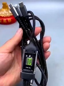 3 IN 1 100W Fast Charging Cable Lightning Type C USB Micro For iPhone 15 Samsung Xiaomi OPPO VIVO Pilot Lamp Digital Screen Charger